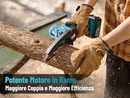 La Mini Motosega a Batteria Seesii è ideale per potature e lavori di giardinaggio. Dotata di una potente batteria da 8000mAh