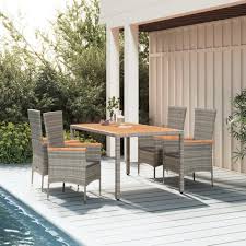 Set da pranzo da balcone e giardino di 7 pezzi in nero