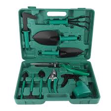 Set di 10 attrezzi da giardinaggio che include forbici